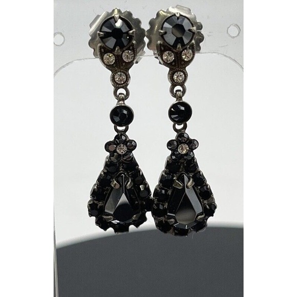 Sorrelli Beautiful‎ Vintage Black Crystal Silver Tone Dangle Earrings - Picture 2 of 15